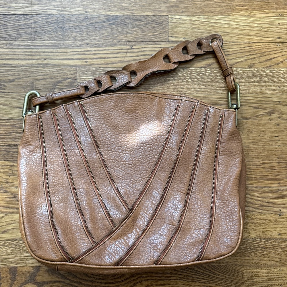 Jessica Simpson Elegant Brown Leather Shoulder Bag